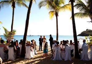 Destination wedding ceremony at Carlisle Bay on Antigua