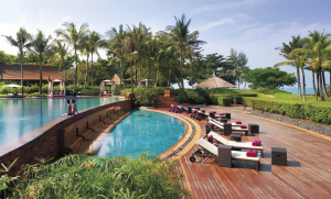 Phulay Bay pool deck on a Thailand beach honeymoon